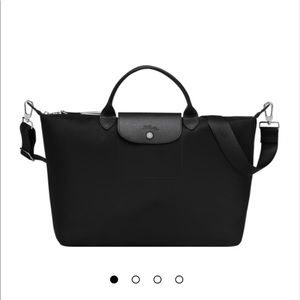Longchamp black lepliage  neo large top handle bag